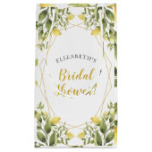 レモン緑の草木の水彩画のブライダルシャワー スモールペーパーバッグ (正面)
