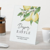 レモン緑の赤ちゃんシャワーおむつラッフルサイン 台座サイン (インサイチュ)