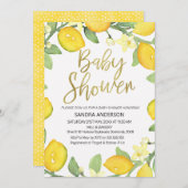 レモン群葉のリースのベビーシャワーの招待 招待状 (正面/裏面)