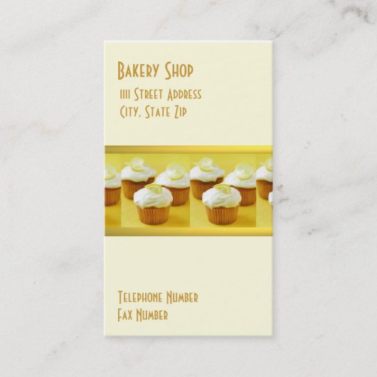 レモン背景の名刺のカップケーキ 名刺 (正面)