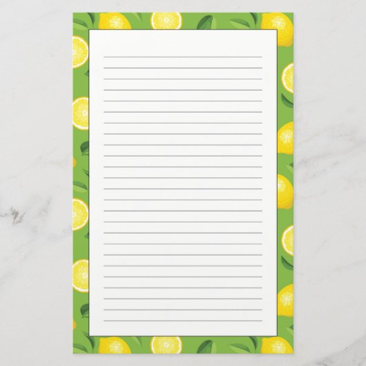 レモン背景パターン 便箋 (正面)