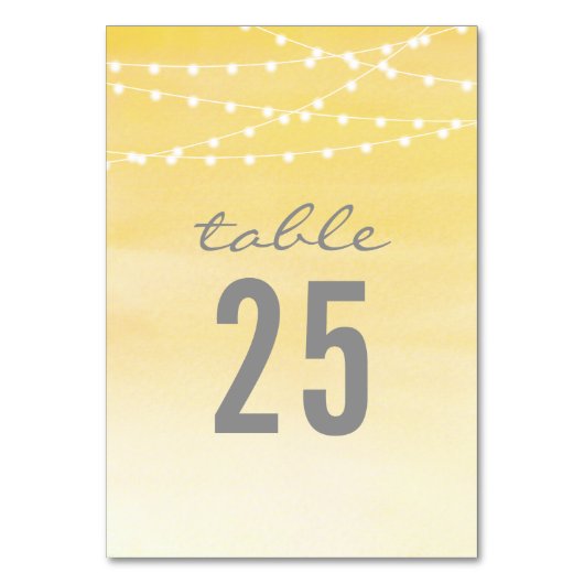 レモン色の水彩画のひもライト テーブルナンバー (正面)