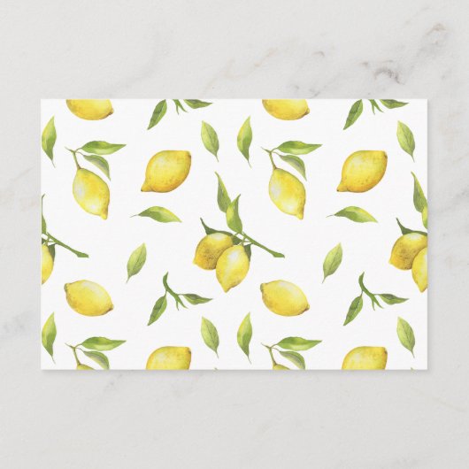 レモン花の緑のフローラウェディングレセプション エンクロージャーカード (裏面)