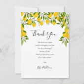 レモン花の緑の赤ちゃんシャワー詩 サンキューカード (正面)