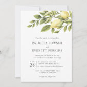 レモン葉との灰色の水色シック結婚ズ 招待状 (正面)