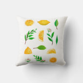 レモン葉とオンホワイトシンプル装飾用クッション クッション (裏面)