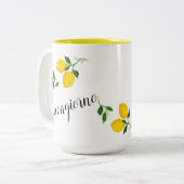 レモン葉とブオンジョルノコーヒーマグ ツートーンマグカップ (正面左)