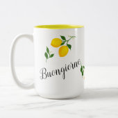 レモン葉とブオンジョルノコーヒーマグ ツートーンマグカップ (左)