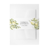 レモン葉とモノグラムの名前と日付 招待状ベリーバンド (正面例)