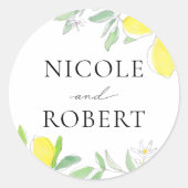 レモン葉と水の色シール ラウンドシール (正面)