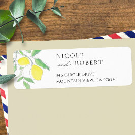 レモン葉と水カラー差出人住所ラベル ラベル