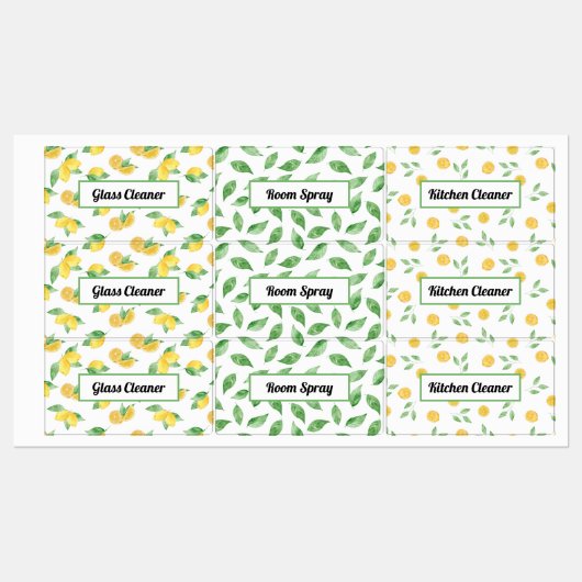 レモン葉と油スプレーボトルラベル ラベル (シート)