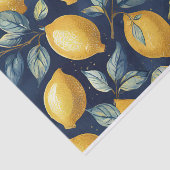 レモン葉と黄色の青いパターンの切り離し 薄葉紙 (詳細)