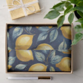 レモン葉と黄色の青いパターンの切り離し 薄葉紙 (ギフト)