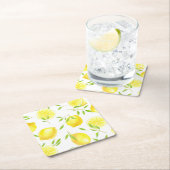 レモン葉と スクエアペーパーコースター (インサイチュ)