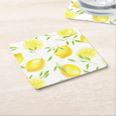 レモン葉と スクエアペーパーコースター (アングル)