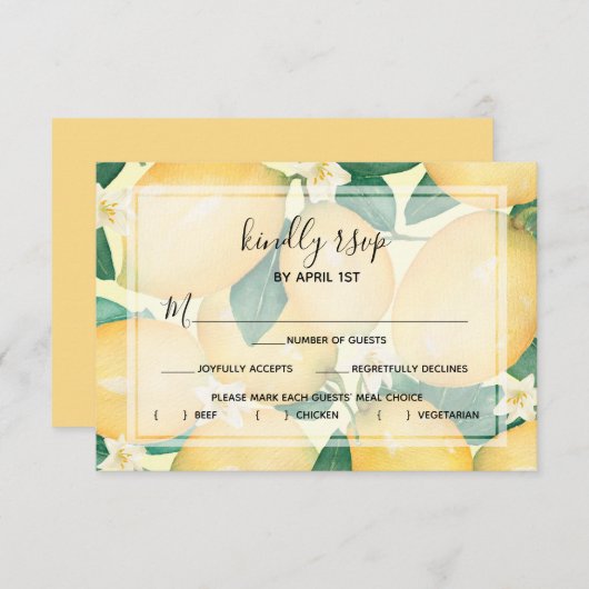 レモン葉と 出欠カード (正面/裏面)