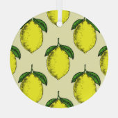 レモン葉と:夏パターン。 ガラスオーナメント (裏面)