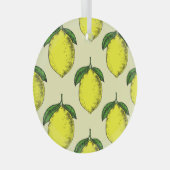 レモン葉と:夏パターン。 ガラスオーナメント (正面右)
