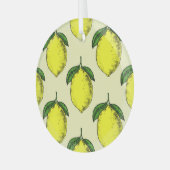 レモン葉と:夏パターン。 ガラスオーナメント (正面左)