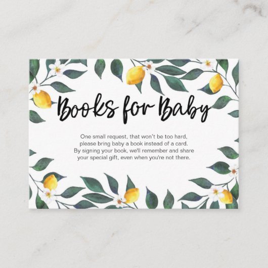 レモン葉のベビーシャワーの挿入物カード エンクロージャーカード (正面)
