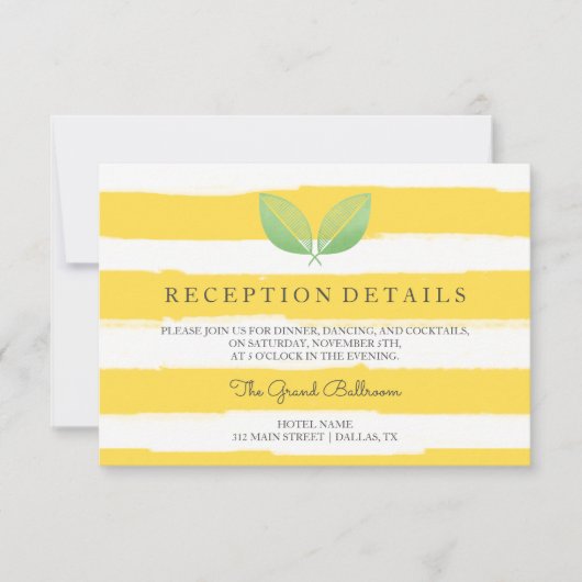 レモン葉の黄&緑|披露宴詳細 招待状 (正面)