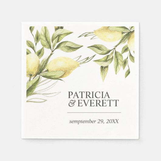 レモン葉ズボホパーソナライズされたシック スタンダードカクテルナプキン (正面)