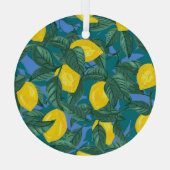 レモン葉、：柑橘類のトロピカルパターン。 ガラスオーナメント (裏面)