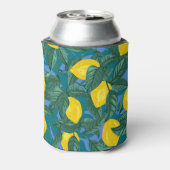 レモン葉、：柑橘類のトロピカルパターン。 缶クーラー (缶裏面)