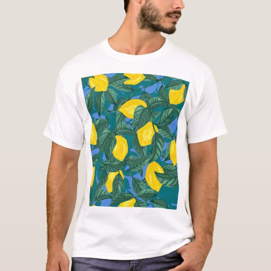 レモン葉、:柑橘類のトロピカルパターン。 Tシャツ (正面)