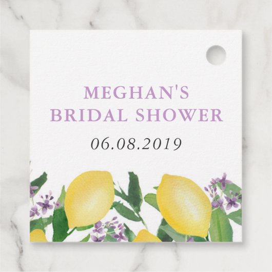 レモン薄紫ブライダルシャワーまたはベビーシャワー フェイバータグ (裏面)