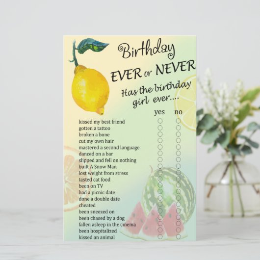 レモン誕生日のゲームは常にまたは決して (スタンド正面)