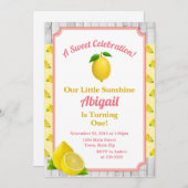 レモン誕生日招待状レモネード1st誕生日 招待状 (正面/裏面)