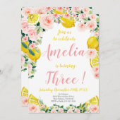 レモン誕生日招待状3rd誕生日 招待状 (正面/裏面)