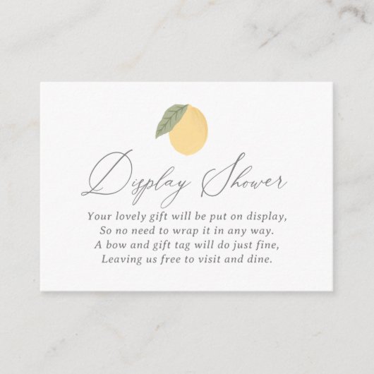 レモン赤ちゃんシャワー表示シャワー エンクロージャーカード (正面)
