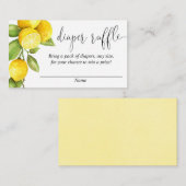 レモン赤ちゃんシャワー、レモンおむつラッフルカード エンクロージャーカード (正面/裏面)