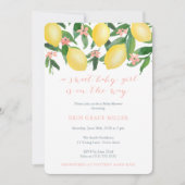 レモン赤ちゃんシャワー、甘い赤ちゃん女の子が途中で 招待状 (正面)