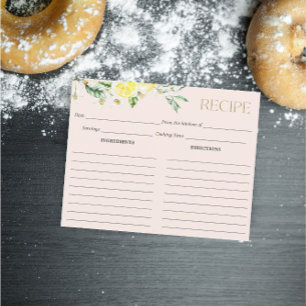 レモン赤面メインスクイーズブライダルシャワーレシピカード