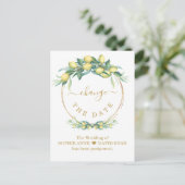 レモン金ゴールドの延期結婚日の変更 ポストカード (スタンド正面)