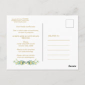 レモン金ゴールドの延期結婚日の変更 ポストカード (裏面)