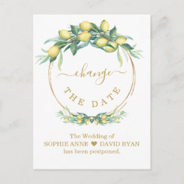 レモン金ゴールドの延期結婚日の変更 ポストカード