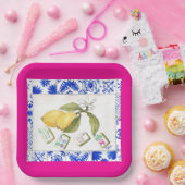 レモン麻雀明るい赤紫色 ペーパープレート (パーティー)