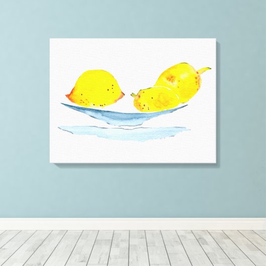 レモン黄色のフルーツウォーター色 キャンバスプリント (インサイチュ (ウッドフロア))