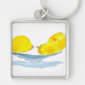 レモン黄色のフルーツウォーター色 キーホルダー (正面)