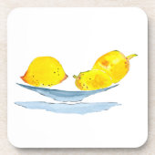 レモン黄色のフルーツウォーター色 コースター (正面)