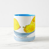 レモン黄色のフルーツウォーター色 ツートーンマグカップ (中央)