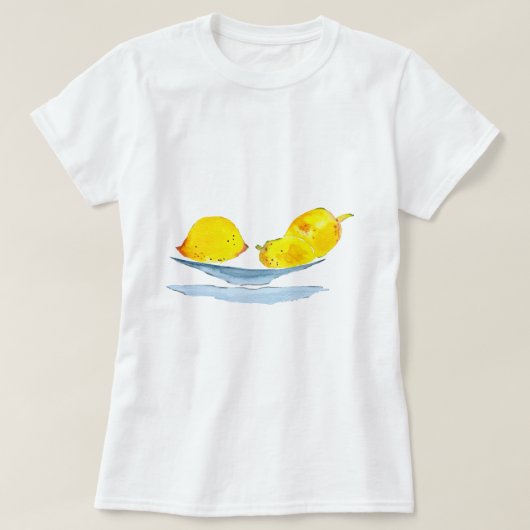 レモン黄色のフルーツウォーター色 Tシャツ (デザイン正面)