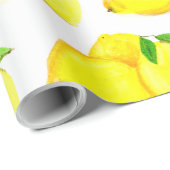 レモン黄色のフルーツパターン水の色柑橘類 ラッピングペーパー (ロールコーナー)