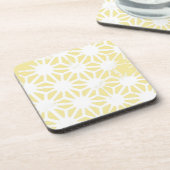 レモン黄色の幾何学的パターン コースター (左側)