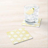 レモン黄色の幾何学的パターン スクエアペーパーコースター (インサイチュ)